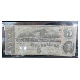 1863 CONFEDERATE $5 (T-60) NOTE