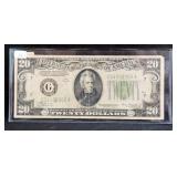 SERIES 1934-A LIGHT GREEN SEAL $20 FEDERAL