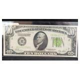 SERIES 1928-B LIGHT GREEN SEAL $10 FEDERAL