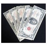 5 RED SEAL $5 BILLS