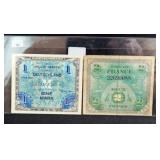 2 WWII ALLY CURRENCY NOTES