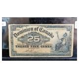 1900 CANADIAN 25 CENT NOTE - "SHINPLASTER"
