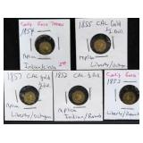 5 REPLICA CALIFORNIA GOLD FRACTIONAL COINS