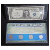NO MOTTO COLLECTION - 1935 SILVER CERT. UNC AND 4