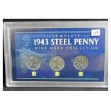 1943 STEEL PENNY SET - 3 COINS