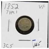 1852 THREE CENT SILVER TRIME