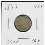 1867 THREE CENT NICKEL
