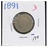 1891 LIBERTY "V" NICKEL