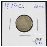 1875-CC SEATED LIBERTY DIME