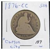 1876-CC SEATED LIBERTY HALF DOLLAR
