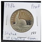 1986 STATUE OF LIBERTY PROOF HALF DOLLAR