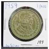 1959 SILVER MEXICAN PESO