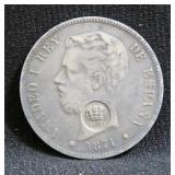 1871 SILVER SPANISH CROWN