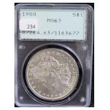1900 MORGAN SILVER DOLLAR - PCGS GRADED: MS 63