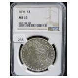 1896 MORGAN SILVER DOLLAR - NGC GRADED: MS 64