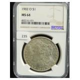 1902-O MORGAN SILVER DOLLAR - NGC GRADED: MS 64