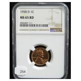 1958-D WASHINGTON SILVER QUARTER - NGC GRADED: MS