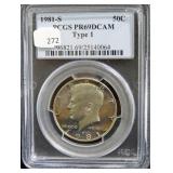 1981-S KENNEDY HALF DOLLAR - PCGS GRADED: PROOF 69