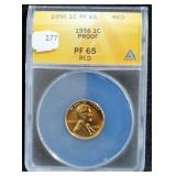 1956 LINCOLN CENT - ANACS GRADED: PROOF 65 RD