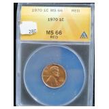 1970 LINCOLN CENT - ANACS GRADED: MS 66