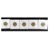 5 BUFFALO NICKELS: 1926, 1930, 1934, 1936 AND
