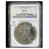 1993 SILVER EAGLE - NGC GRADED: MS69