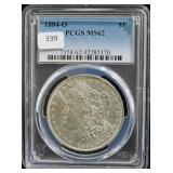 1884-O MORGAN SILVER DOLLAR - PCGS GRADED: MS 62