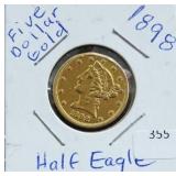 1898 $5 GOLD PIECE