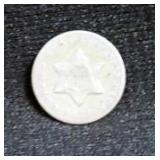1851 SILVER 3 CENT TRIME