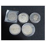 5 EISENHOWER DOLLARS: 1971-D, 1972-D, 1974-D, 1974