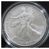 2007 UNC SILVER EAGLE WITH BOX AND COA
