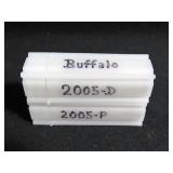 2 ROLLS OF "BUFFALO" JEFFERSON NICKELS - 2005-P &