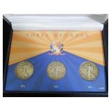 THREE DECADES OF WALKING LIBERTY HALF DOLLARS