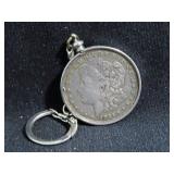 1921 MORGAN SILVER DOLLAR WITH KEY CHAIN BEZEL