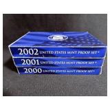3 PROOF SETS - 2000 - 2002