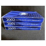 3 PROOF SETS - 2000 - 2002