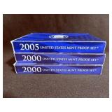 3 PROOF SETS - 2-2000, 2005