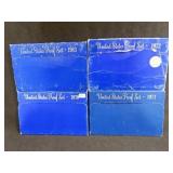 4 PROOF SETS - BLUE BOX - 1970, 1971, 1972, 1983