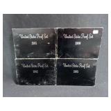 4 PROOF SETS - BLACK BOX - 1980, 2-1981, 1982