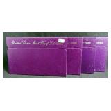 4 PROOF SETS - PURPLE BOX - 1990 - 1993