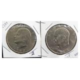 2 - 1972 EISENHOWER DOLLARS - TYPE 1 AND TYPE 3
