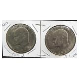 2 - 1972 EISENHOWER DOLLARS - TYPE 1 AND TYPE 3