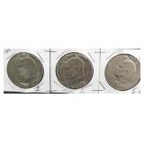 3 - 1972 EISENHOWER DOLLARS - TYPE 1, 2 AND 3