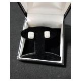 ELEGANT DIAMOND BAGUETTE EARRINGS 10K WHITE GOLD