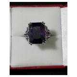 12CT AMETHYST DIAMOND RING SIZE 7 3/4