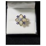 GENUINE OPAL AND TANZANITE RING SIZE 8