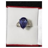 9.54CT CREATED TANZANITE DIAMOND RING SIZE 7