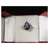 9.54CT GENUINE AMETHYST DIAMOND RING SIZE 7