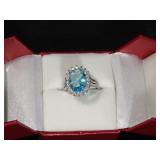 4CT CREATED SWISS BLUE TOPAZ RING SIZE 9 ¼