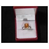3CT CREATED ORANGE SAPPHIRE RING SIZE 6